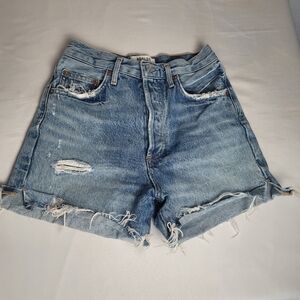 Agolde Dee Denim Distressed Cutoff Buttonfly High Waist Shorts Size 24